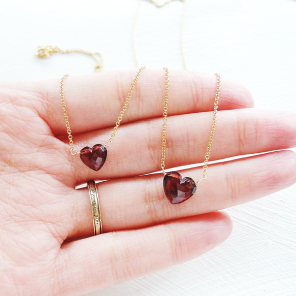 精選【數量有限 - 目前僅S碼】莫三比克石榴石心型醫用不鏽鋼項鍊 40厘米 第4張的照片