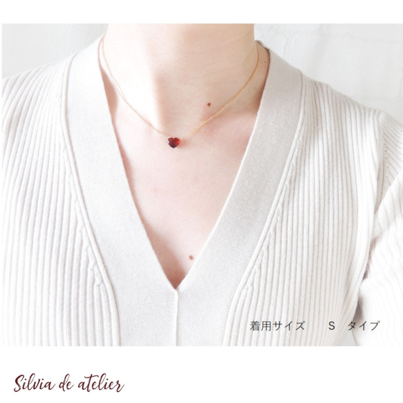 精選【數量有限 - 目前僅S碼】莫三比克石榴石心型醫用不鏽鋼項鍊 40厘米 第7張的照片