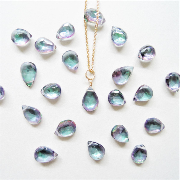 [數量有限 - 加大尺寸！ ] Soap Mystic Topaz 梨形醫用不鏽鋼項鍊 40 厘米 第2張的照片