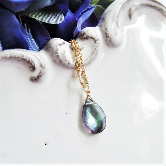 [數量有限 - 加大尺寸！ ] Soap Mystic Topaz 梨形醫用不鏽鋼項鍊 40 厘米 第1張的照片