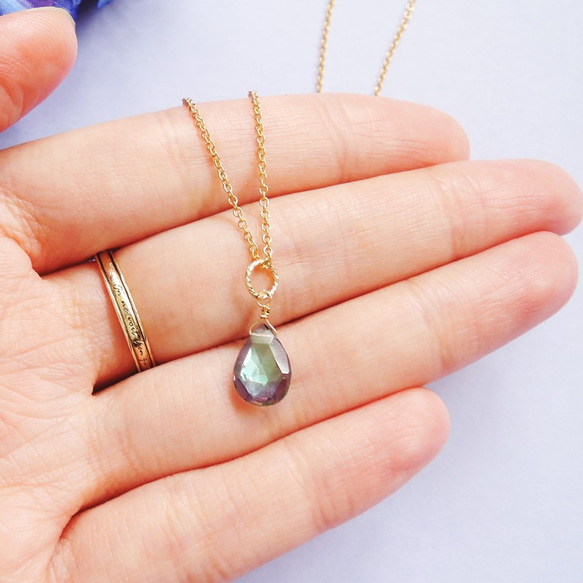 [數量有限 - 加大尺寸！ ] Soap Mystic Topaz 梨形醫用不鏽鋼項鍊 40 厘米 第3張的照片