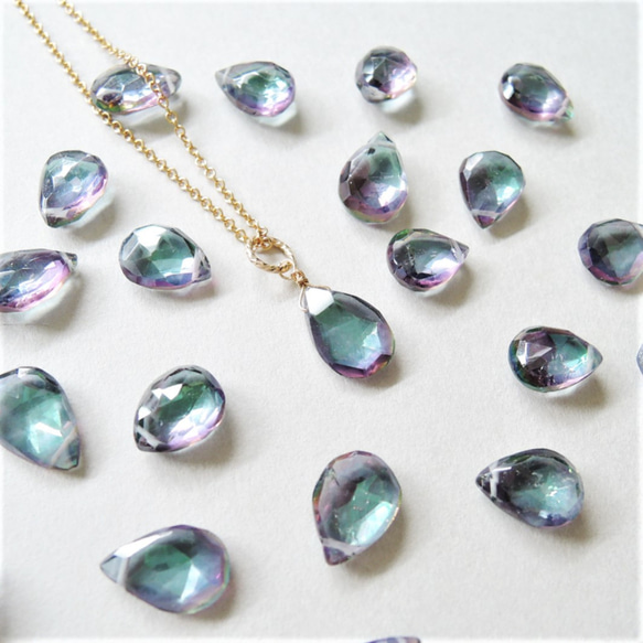 [數量有限 - 加大尺寸！ ] Soap Mystic Topaz 梨形醫用不鏽鋼項鍊 40 厘米 第4張的照片