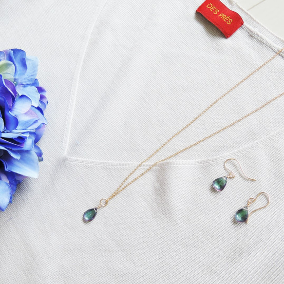 [數量有限 - 加大尺寸！ ] Soap Mystic Topaz 梨形醫用不鏽鋼項鍊 40 厘米 第7張的照片