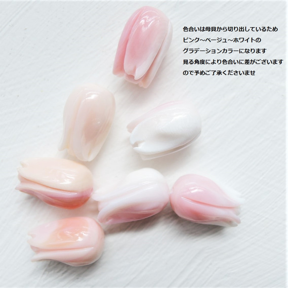 精選 [數量有限] 鬱金香橄欖石和女王海螺殼醫用不銹鋼項鍊 40 厘米 第2張的照片