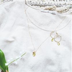 【剩餘1對可更換耳環】綠金檸檬石英大梨形金箍（鈦柱） 第10張的照片