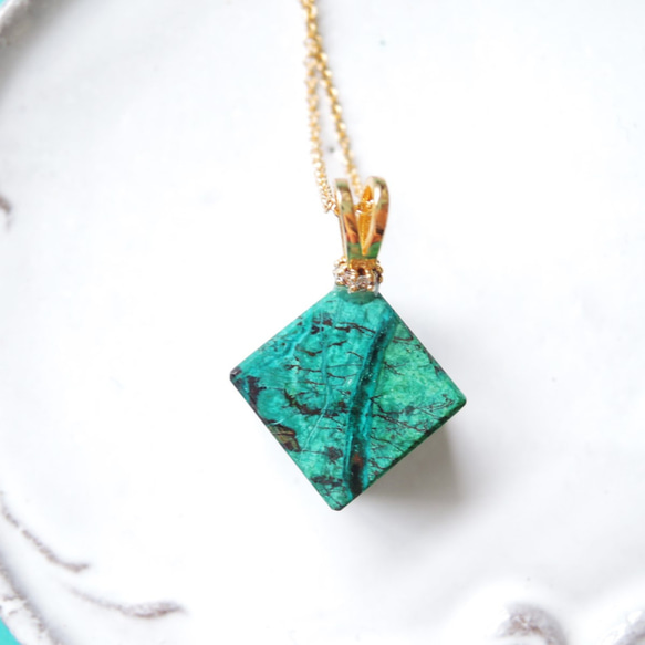 [1分/C]亮綠色大理石！ Earth Stone Cube Chrysocolla 14kgf50cm 第2張的照片