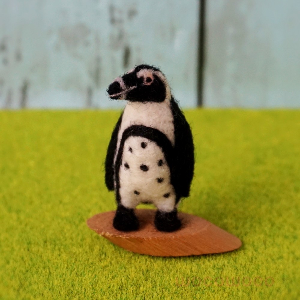 【受注制作作品】もこもこマスコット・U動物園シリーズ　ケープペンギンのカオ　☆羊毛フェルティング☆あかころ☆