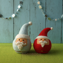 ☆クリスマス☆中くらいのもこもこサンタさん（白） ☆羊毛フェルト☆あかころ☆akatin☆ 5枚目の画像
