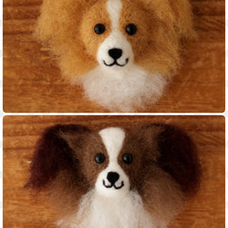【訂做】毛氈徽章蝴蝶犬（深棕色） 第2張的照片