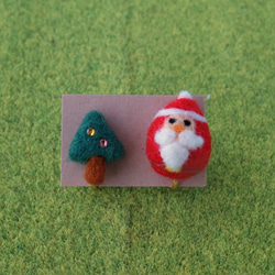 [訂製作品]☆Christmas☆Felting earrings, Christmas, Santa（紅） 第1張的照片