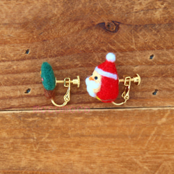 [訂製作品]☆Christmas☆Felting earrings, Christmas, Santa（紅） 第2張的照片