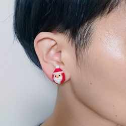 [訂製作品]☆Christmas☆Felting earrings, Christmas, Santa（紅） 第3張的照片