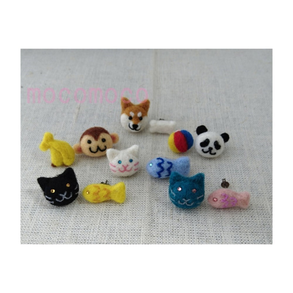 [定做] Felting Earrings Dachshund ☆ Wool Felting ☆ Akakoro ☆ akati 第4張的照片