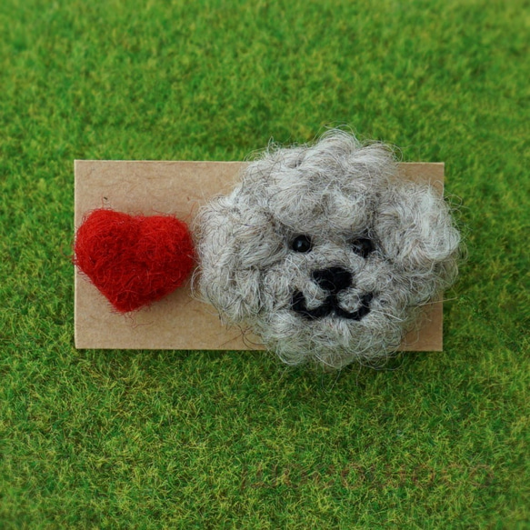 [定做] Felting Earrings / Toy Poodle (Gray) ☆ Wool Felting ☆ Akako 第1張的照片