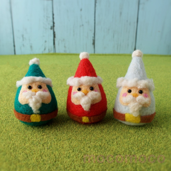【オンラインワークショップ企画用キット】楽しいニードルフェルティング☆もこもこマスコット・サンタさん☆ 1枚目の画像