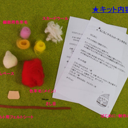 【オンラインワークショップ企画用キット】楽しいニードルフェルティング☆もこもこマスコット・サンタさん☆ 5枚目の画像