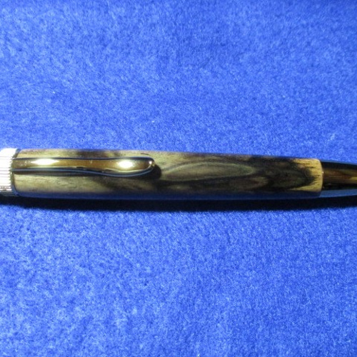 黒柿 緑孔雀杢 回転式ロングパトリオットボールペン 希少材 ペン・筆記