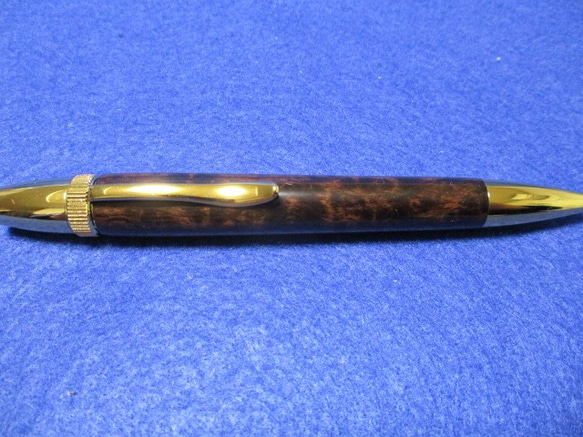 アフリカンブラックウッド　玉杢　ガラスコート　ロングパトリオットボールペン 　　 1枚目の画像