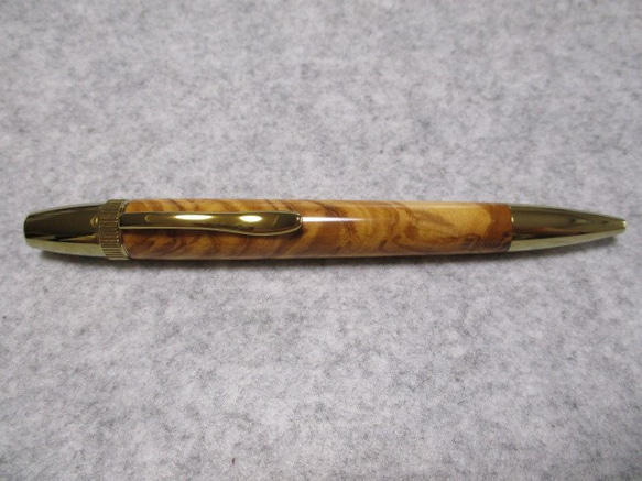 オリーブウッド　ガラスコート仕上げ　回転式ロングパトリオットボールペン 　　 1枚目の画像