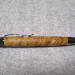 オリーブウッド　クロッチ杢　椿油仕上げ　回転式ロングパトリオットボールペン 　超レア材　 4枚目の画像