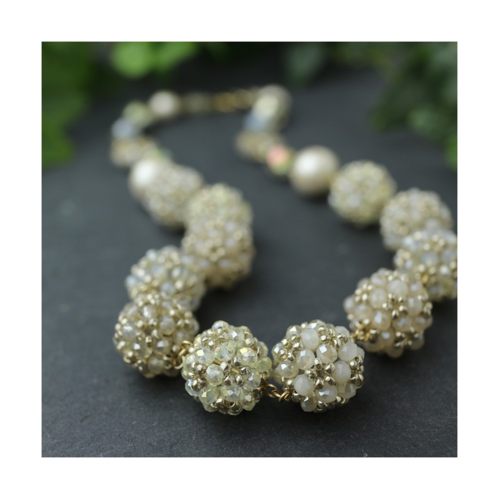 【送料無料】シャンパン色の花珠ネックレス