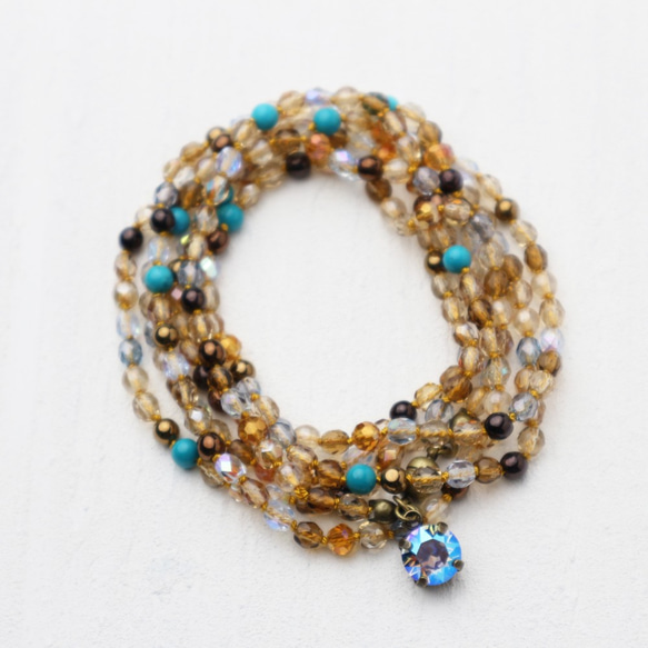 Wrap Bracelet (Turquoises & Beige) 第2張的照片