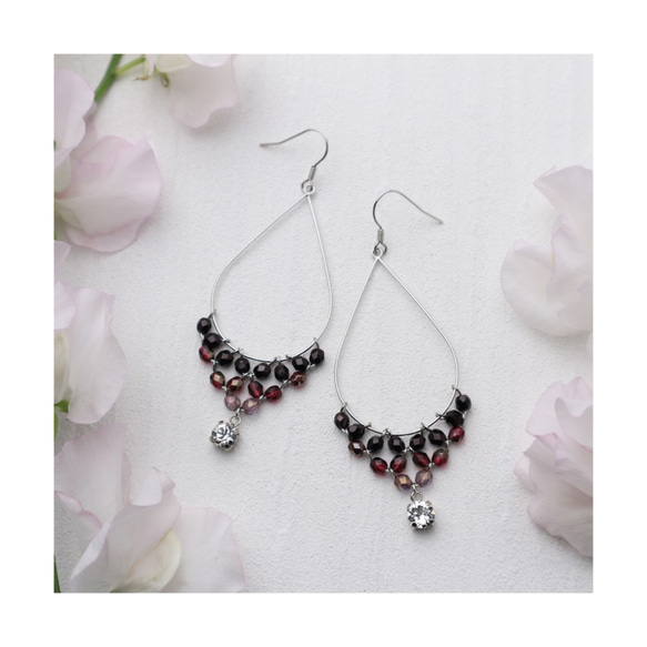 Czech Beads Earrings(red) 第1張的照片