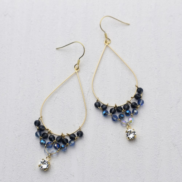 Czech Beads Earrings(blue) 第2張的照片