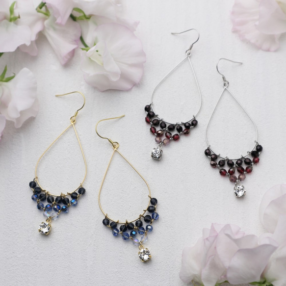 Czech Beads Earrings(blue) 第7張的照片