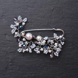 Beaded Flower Brooch(Blue) 第3張的照片