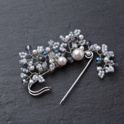 Beaded Flower Brooch(Blue) 第4張的照片