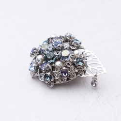 Beaded Hydrangea Brooch(Blue) 第3張的照片