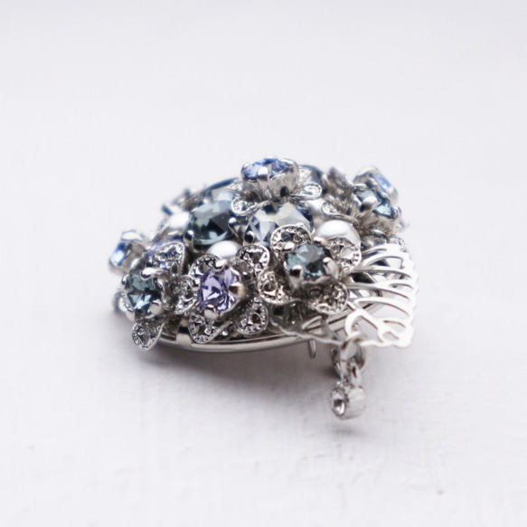 Beaded Hydrangea Brooch(Blue) 第5張的照片