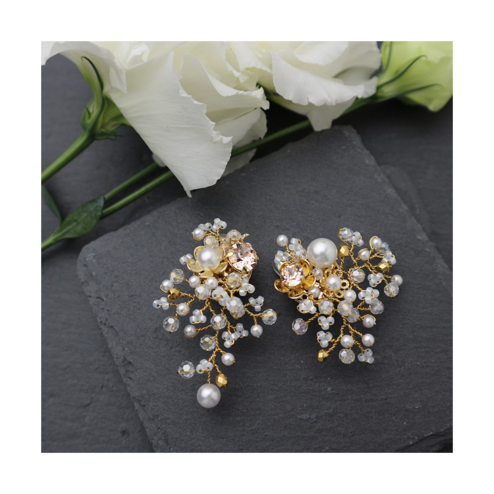 【送料無料】野花のイヤリング　ピンク