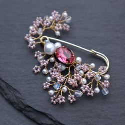 Beaded Flower Brooch(Pink) 第3張的照片