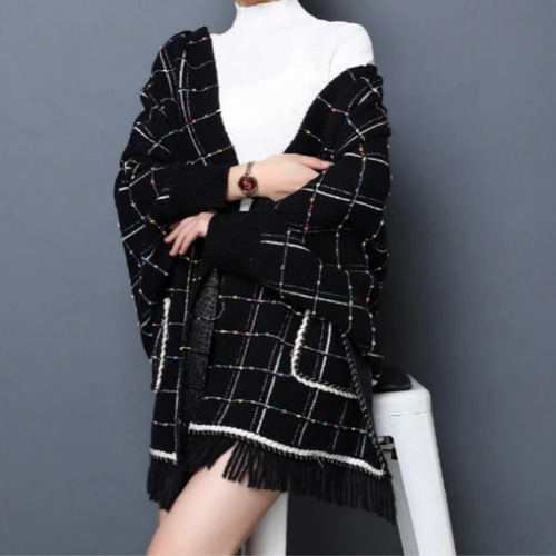 Rito ニットケープ 大判ストール カーディガン ブラウン Rito ニットケープ 大判ストール カーディガン ブラウン