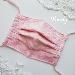 レースプリーツマスク ガーゼマスク ハンドメイドマスク レース  