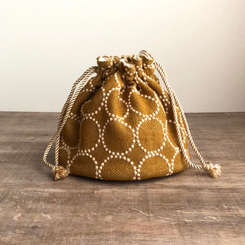 ♡handmade♡ミナペルホネン底がまぁるい巾着バッグ