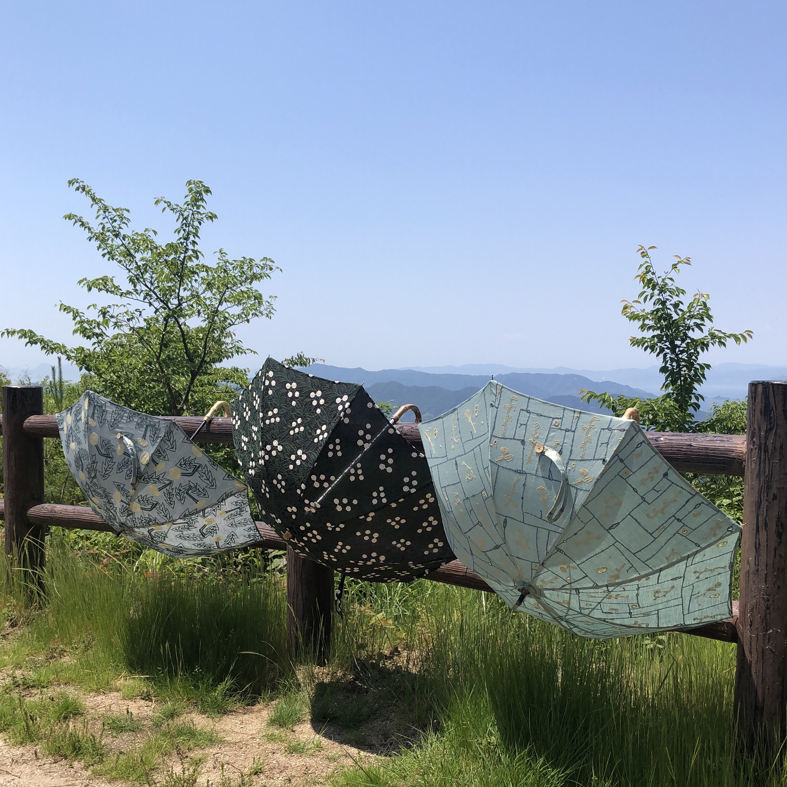 garden patchwork(green)日傘　ミナペルホネンファブリック使用