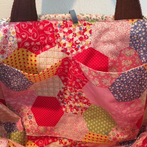 saleフラワー×フラワーリバティパッチワークダブルキルティングトート