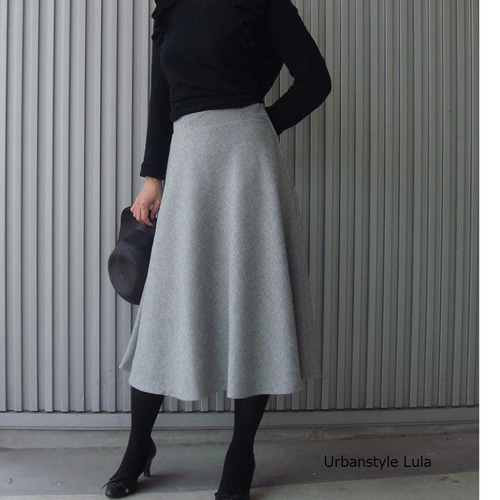受注制作】ecoカラーウール フレアーSK（裏地付き）グレー フレア