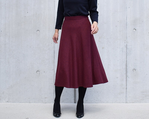 MELANGE HOUNDSTOOTH タックフレアスカート