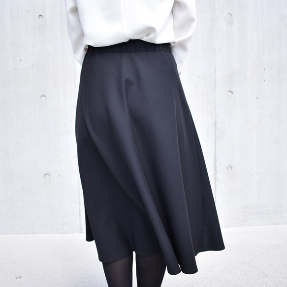 【売切れ】7-15号warmthストレッチポンチ　フレアースカート　ブラック 4枚目の画像