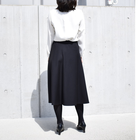 【売切れ】7-15号warmthストレッチポンチ　フレアースカート　ブラック 5枚目の画像