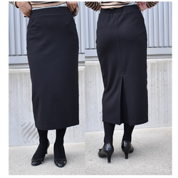 【売切れ】5-15号warmthストレッチポンチタイトロングスカート　ブラック 6枚目の画像