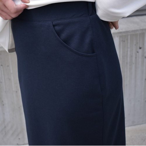 7-15号 TCポンチ膝下丈タイトスカート裏地付 ネイビー タイトスカート