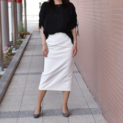 【美品】ポローラ　ホワイトタイトスカート 超美品】ポローラ ホワイトタイトスカート