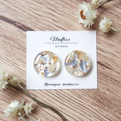 ブルー系の押し花アクセサリー ピアス（フック・チェーン） mafleur