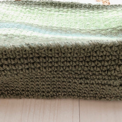 【1点物】天然素材　手織り麻ひもかごバッグ　バスケット型バッグ　緑 4枚目の画像