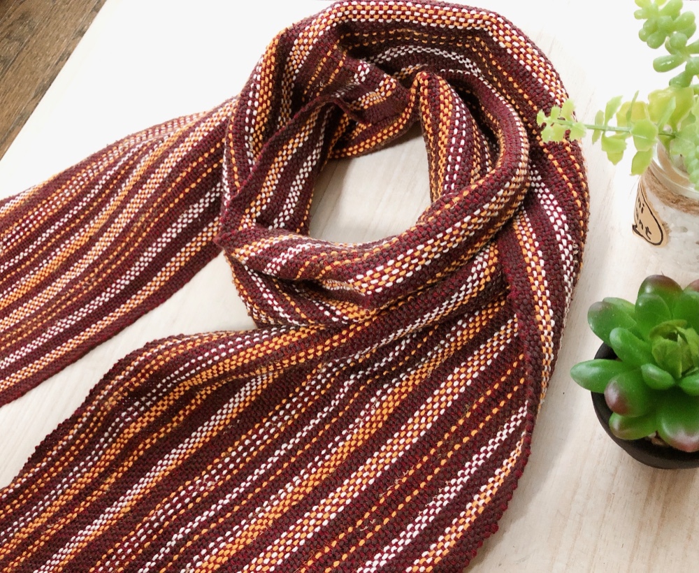 【一点物】コットン手織りストール　茶